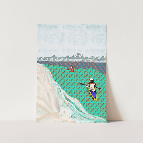 Paddling the Patchwork Sea Art Print