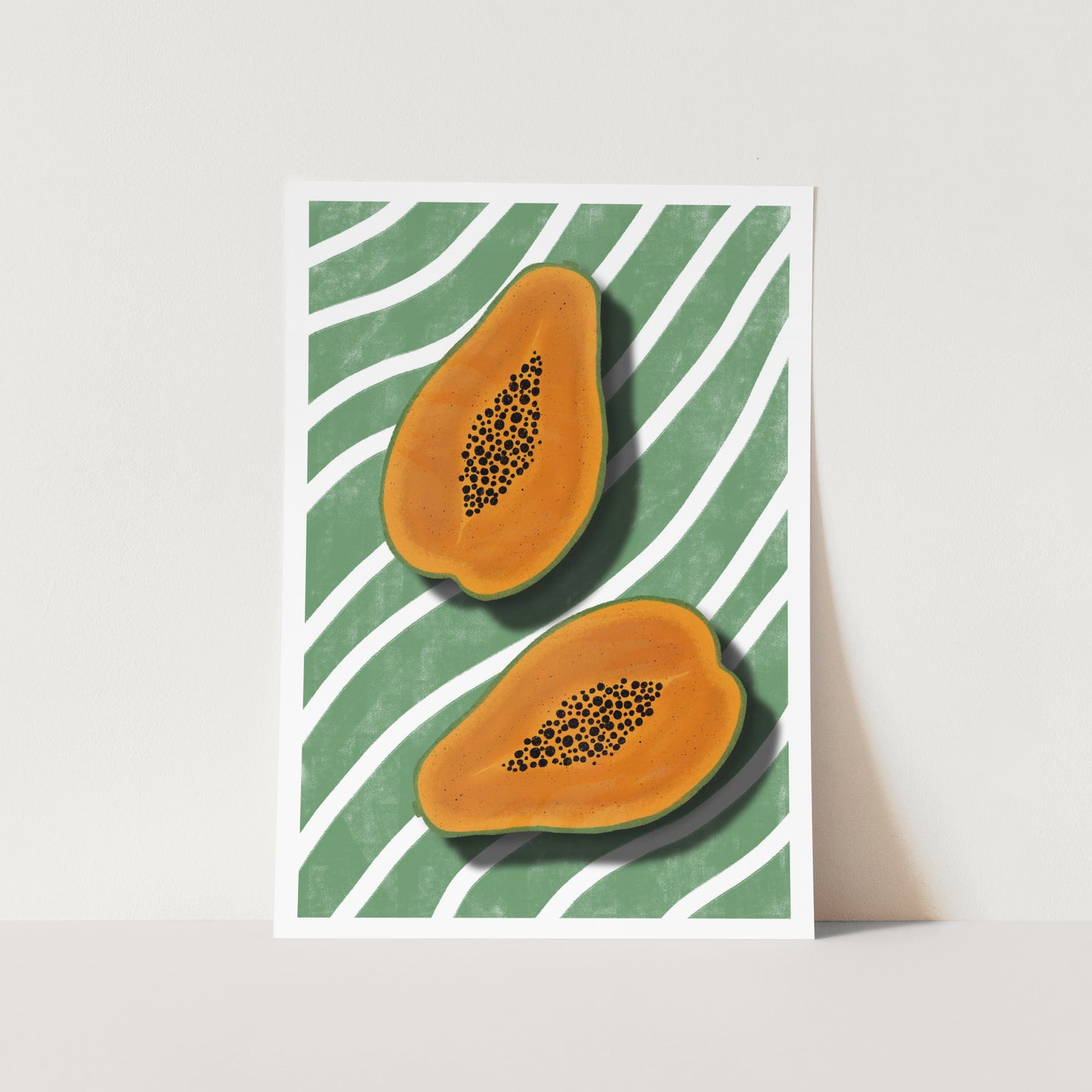 Papayas on Green 01 PFY Art Print