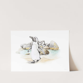 Penguin at Boulders Art Print
