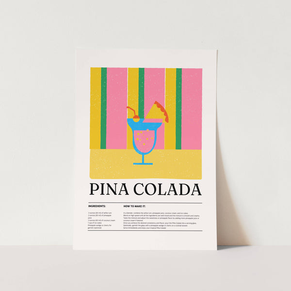 Pina Colada Recipe Art Print