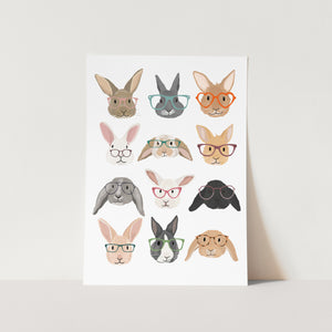 Rabbits in Glasses No 1 PFY Art Print