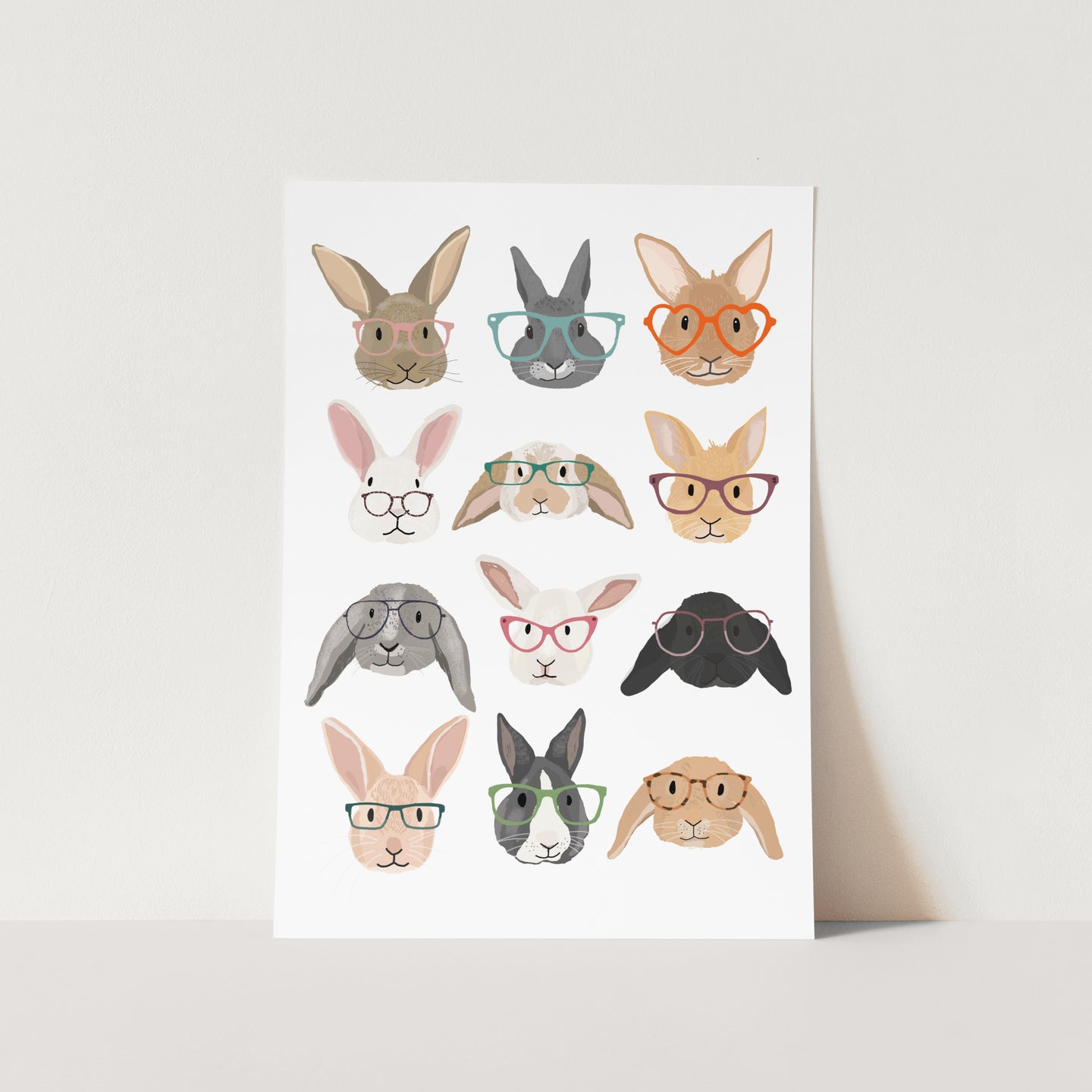 Rabbits in Glasses No 1 PFY Art Print