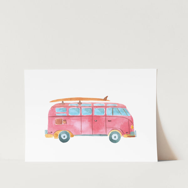 Red VW Kombi Art Print