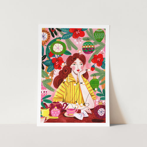 Retro Santa Woman PFY Art Print