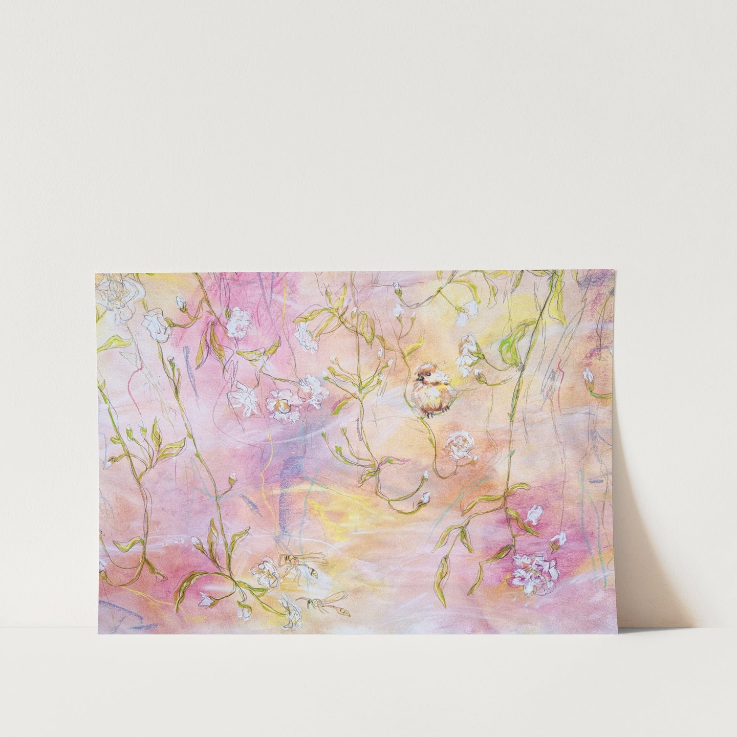 Robin and Wasps in Spring Art Print