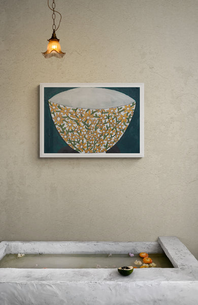 Orange and Green Bowl Art Print