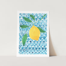 Load image into Gallery viewer, Lemon on Blue Pattern Art Print