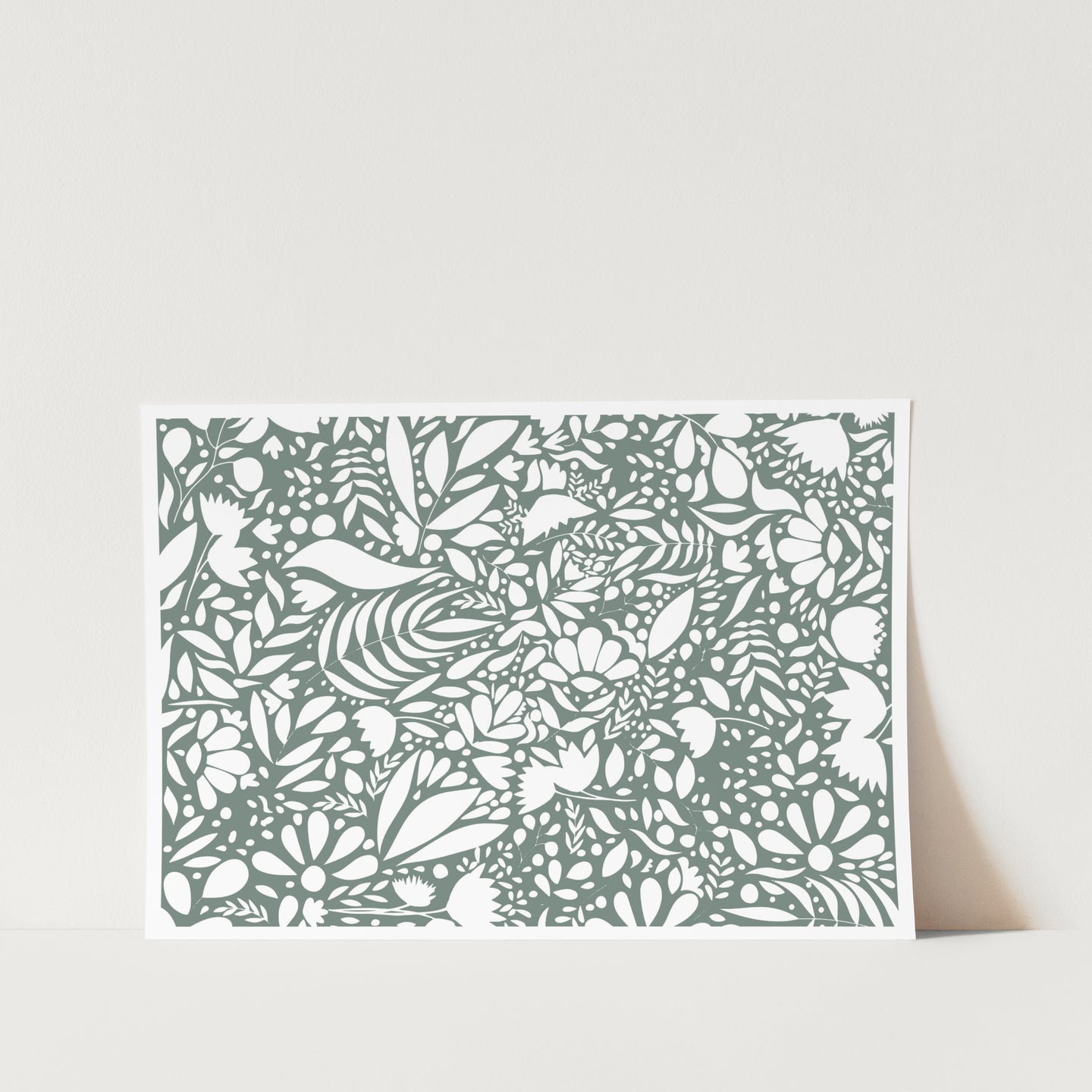 Scandi Green & White Pattern PFY Art Print