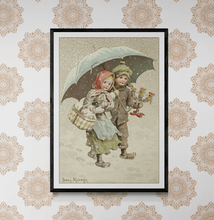 Load image into Gallery viewer, Boy and Girl with Umbrella Art Print