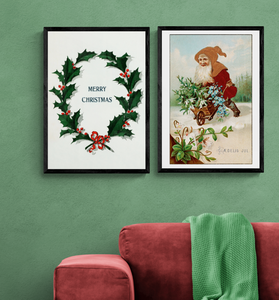 Merry Christmas Wreath Art Print