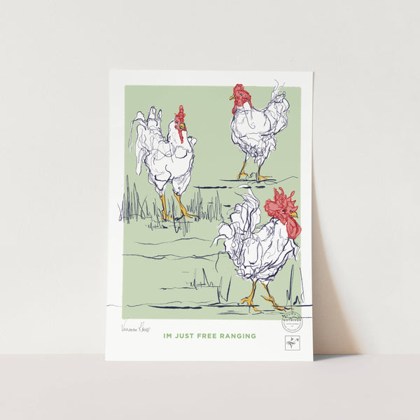 Free Ranging in Green Art Print