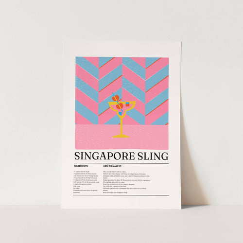 Singapore Sling Recipe Art Print