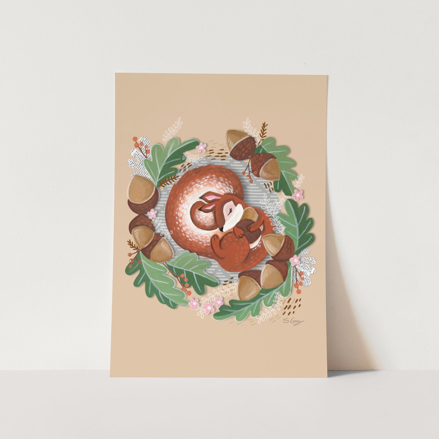 Sleepy Squirrel Art Print