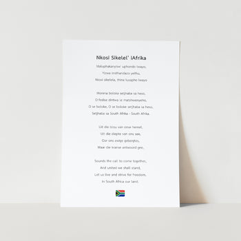 South African National Anthem Text Art Print