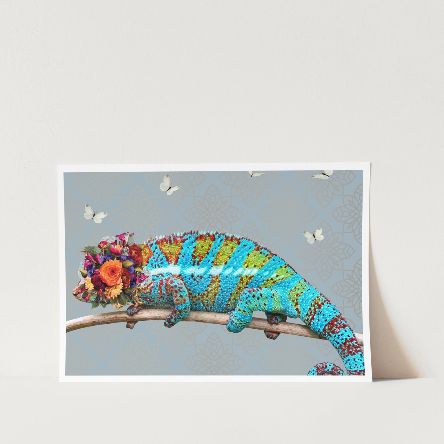 Spring Flower Bonnet On Chameleon PFY Art Print