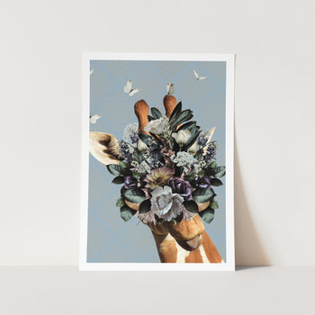 Spring Flower Bonnet On Giraffe PFY Art Print