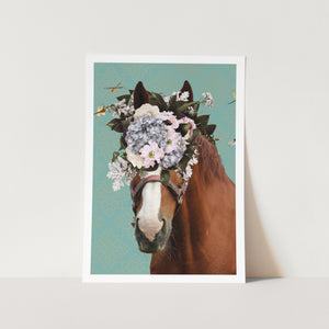 Spring Flower Bonnet On Horse PFY Art Print