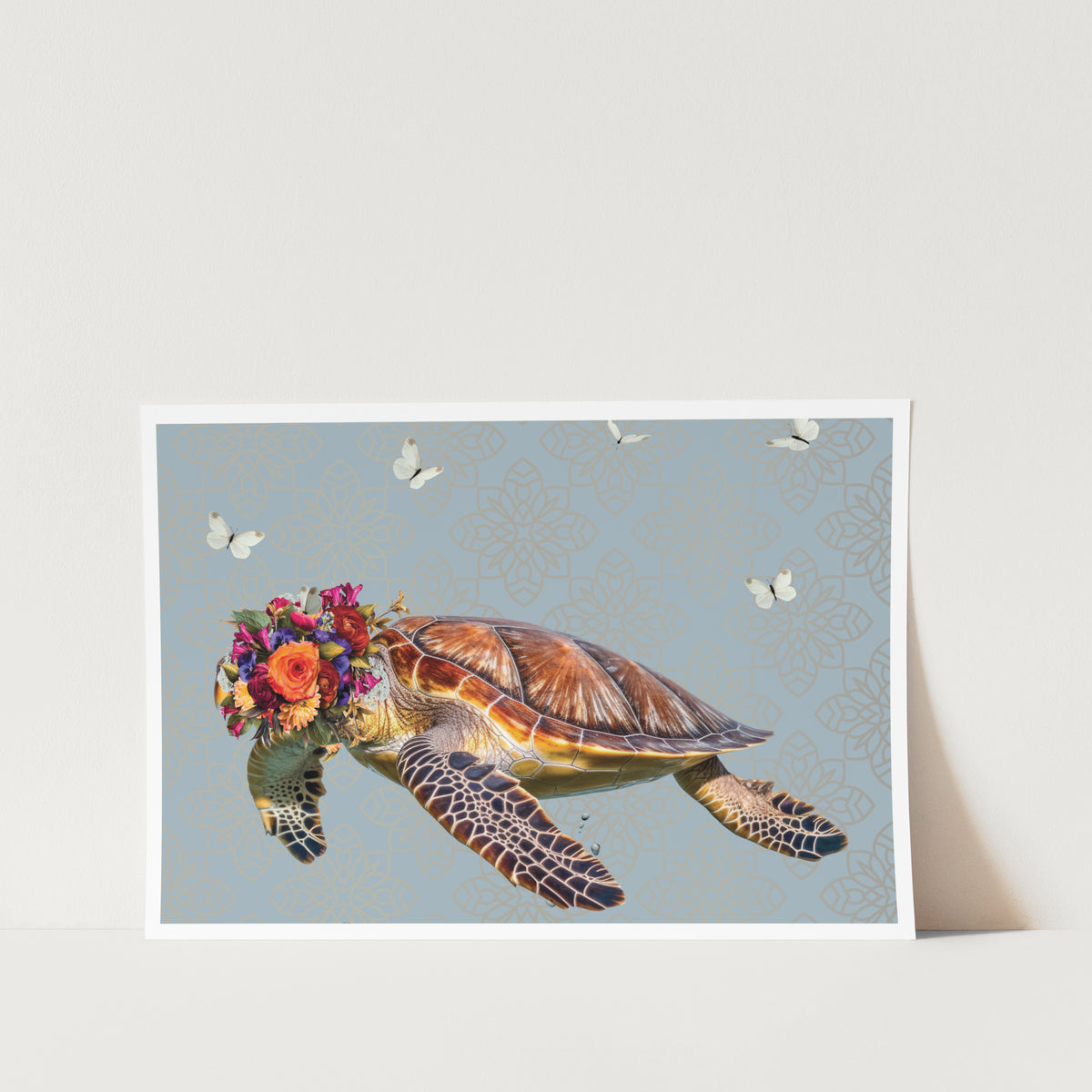 Recursion Flower Turtle Spring Flower Bonnet On Turtle PFY Art Print