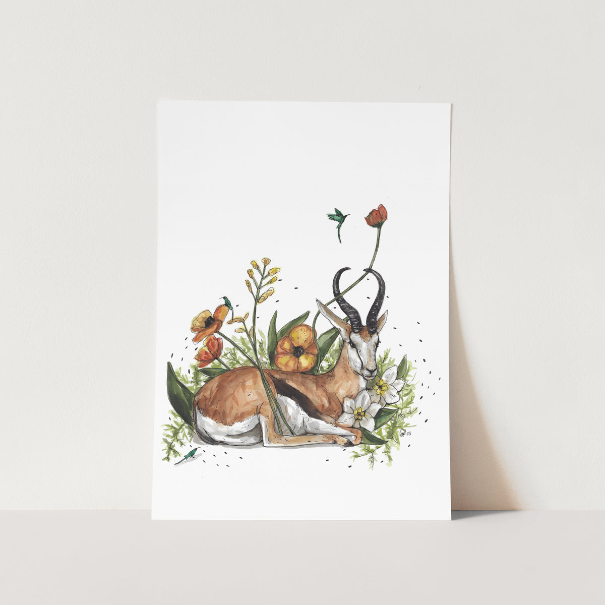 Springboks Printing Blooming Springbok Art Print