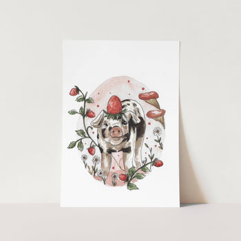 Strawberry Pig by Mareli Art Print