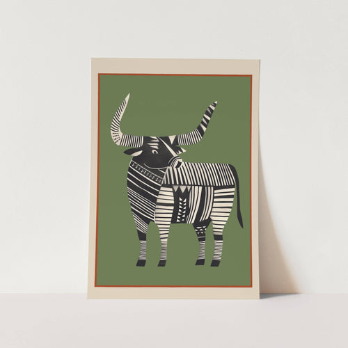Striped Bull Art Print
