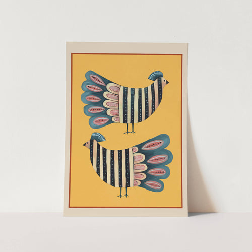 Striped Bird Pair II Art Print