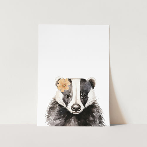 The Honey Badger And The Flower 01 Art Print