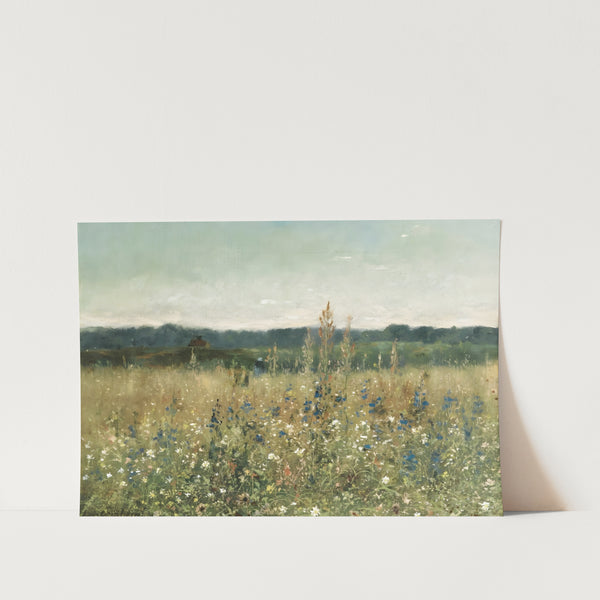 Vintage Blue WildFlowers Art Print