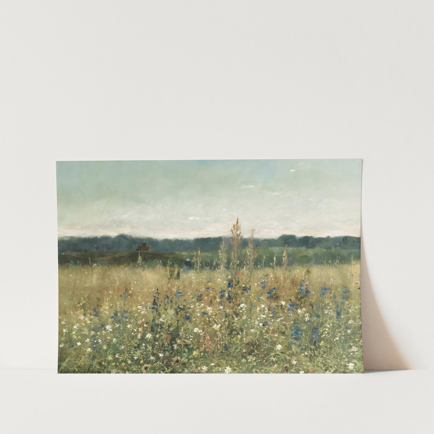 Vintage Blue WildFlowers Art Print