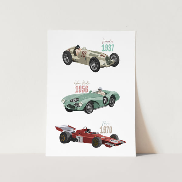 Vintage Race Cars PFY Art Print