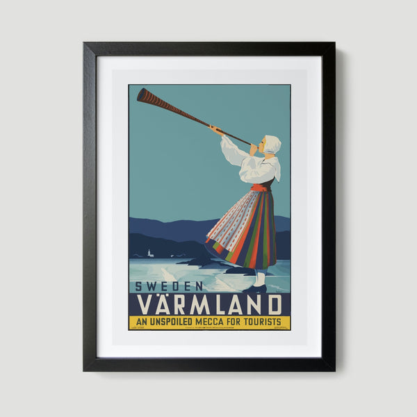 Vintage Sweden Varmland Travel Art Print