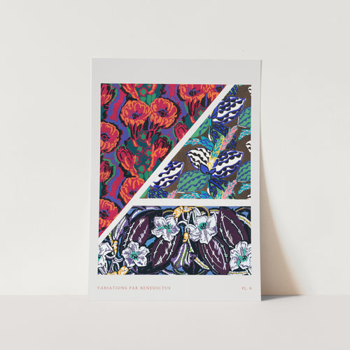 Vintage Geometric Floral Motifs - Variations 6 Art Print