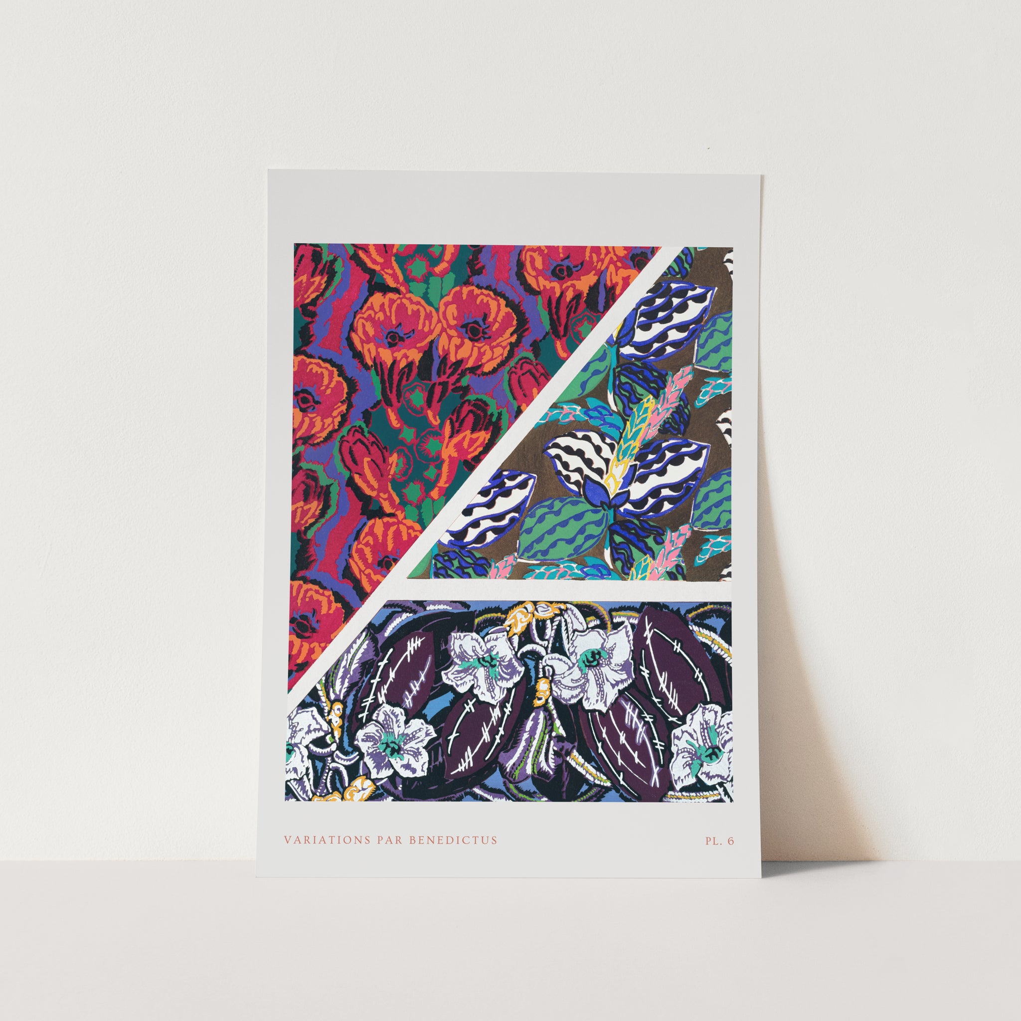 Vintage Geometric Floral Motifs - Variations 6 Art Print