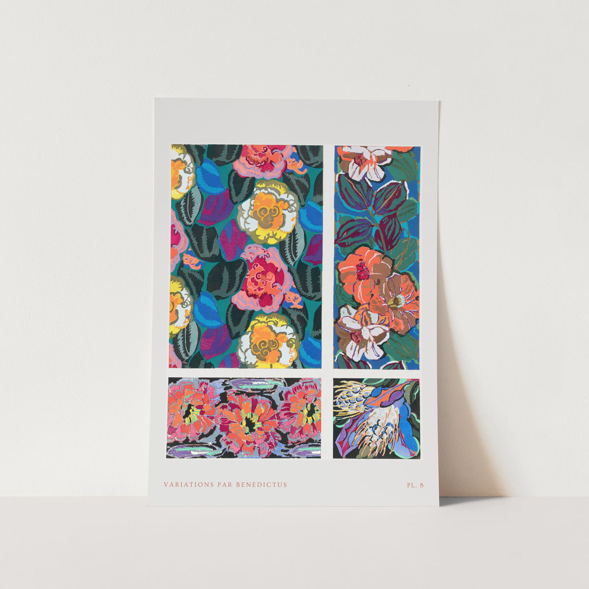Vintage Geometric Floral Motifs - Variations 8 Art Print