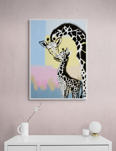 Mama Giraffe and her Calf Art Print