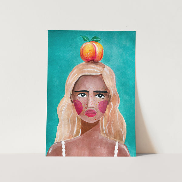 Woman With Peach Art Print