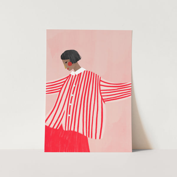 Woman With Red Stripes PFY Art Print
