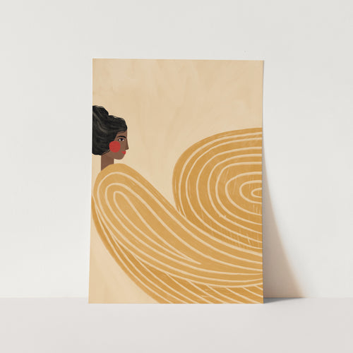 Woman With Yellow Stripes PFY Art Print