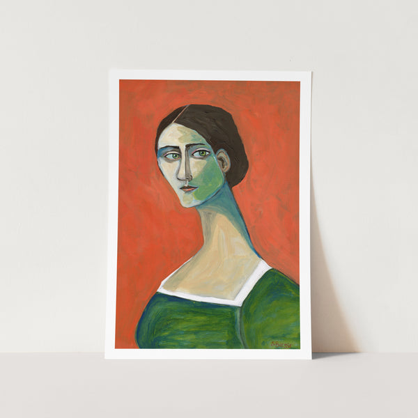 Woman in Green Dress PFY Art Print