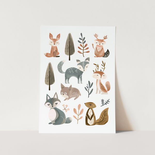 Woodland Animals No 1 PFY Art Print