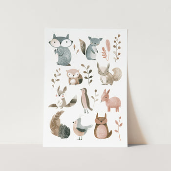 Woodland Animals No 2 PFY Art Print