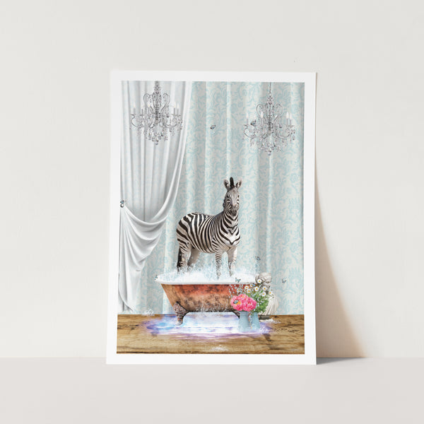 Zebra in Bathtub PFY Art Print
