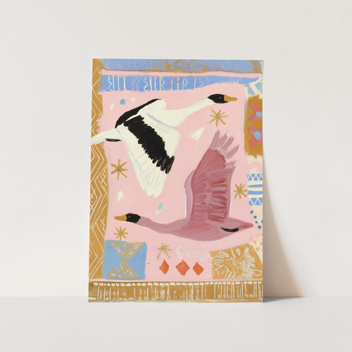 Flying Pink Birds PFY Art Print