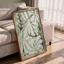 Load image into Gallery viewer, Star Magnolia Florals on Sage background PFY Art Print