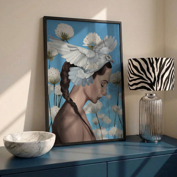 Peaceful Woman with Dove PFY Art Print