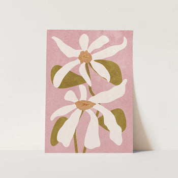 Abstract Flowers on Pink PFY Art Print