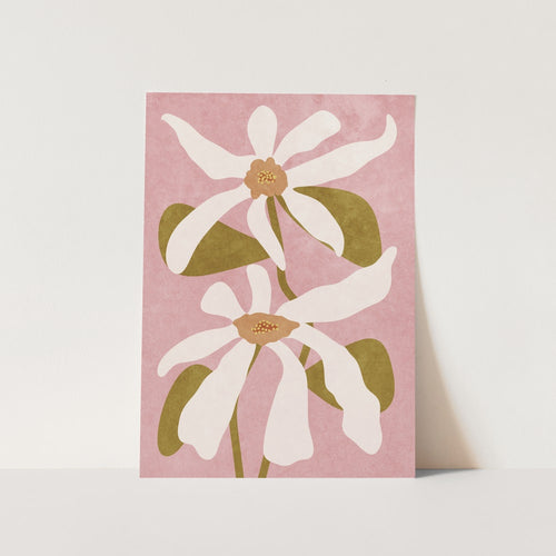 Abstract Flowers on Pink PFY Art Print