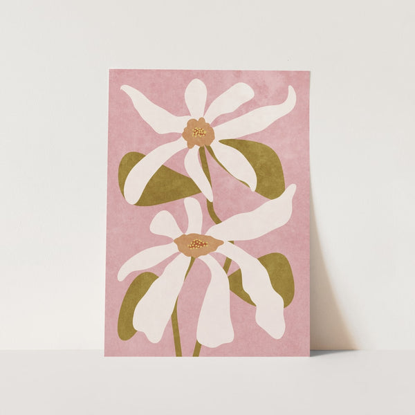 Abstract Flowers on Pink PFY Art Print