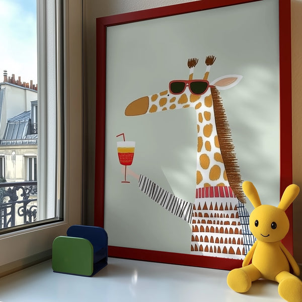 Cool Giraffe Summer Drink PFY Art Print