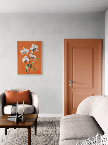 White Orchid Floral Art 3 Art Print